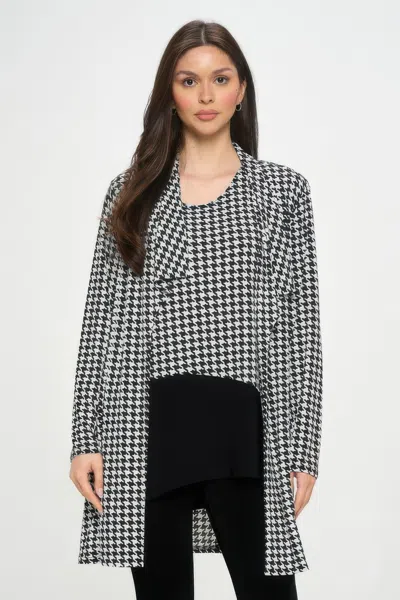 Truedames Houndstooth Print Jacket In Gray
