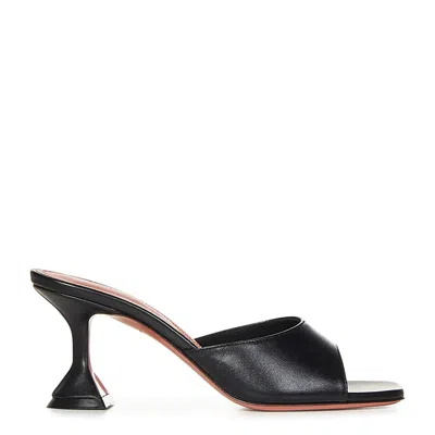 Amina Muaddi Black Nappa Leather Lupita 70 Slippers In Multi