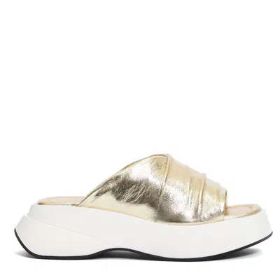 Elena Iachi Ciabatta Zeppa In Pelle Platino In Multi