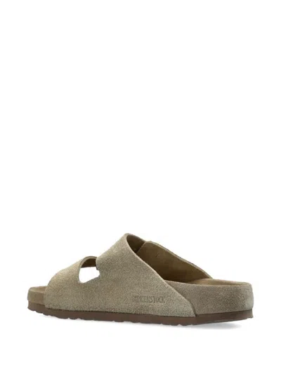 Birkenstock Beige Suede Sandals With Adjustable Straps In Green