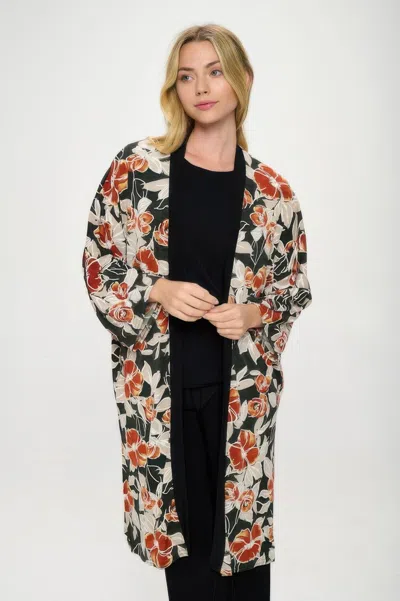Truedames Hit Kimono Long Jacket W/pocket In Multi
