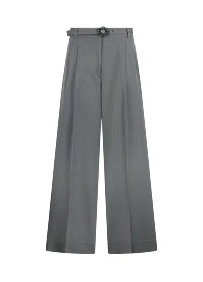 Liu •jo Wide-leg Trousers With Front Pleats In Gray