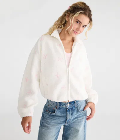 Aéropostale Bows Full-zip Sherpa Jacket In Multi