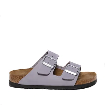 Birkenstock Arizona Sandal With Two Adjustable Straps In Lilac Nubuck In Purple