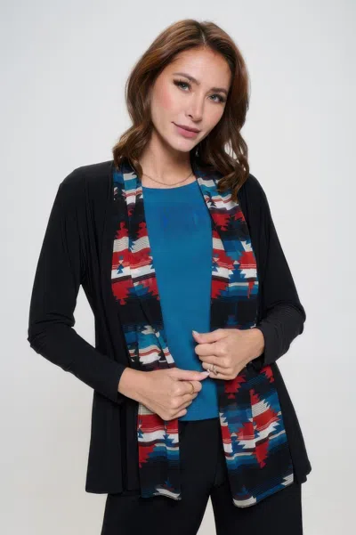 Truedames Plus Size Mesh Romance Trim Jacket In Black