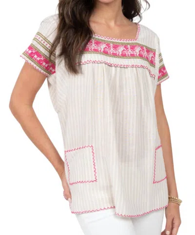 Sister Mary Margarita Top In Khaki In White