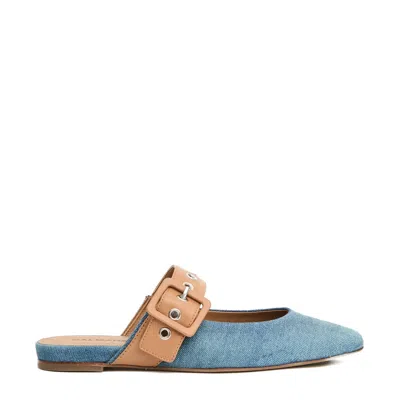 Halmanera Sabot Tessuto Jeans E Cuoio In Blue