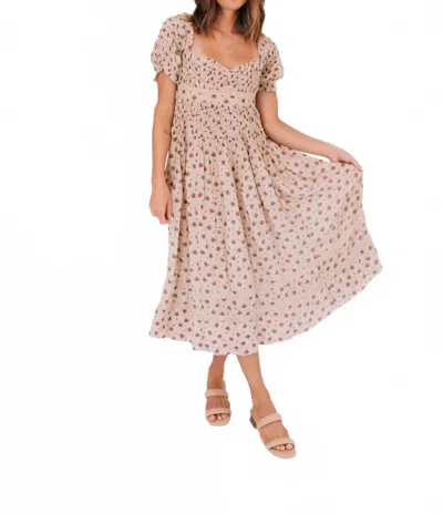 Free People Juniper Ditsy Floral Midi Dress In Ivory In Pink