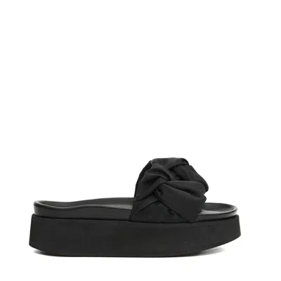 Inuikii Black Platform Slipper With Fabric In Black