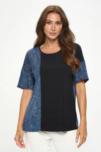 Truedames Hit Round Neck Short Sleeve Top In Multi