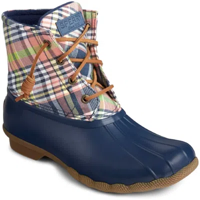 Sperry Saltwater Duck Booties Womens Ankle Waterproof Rain Boots In Blue