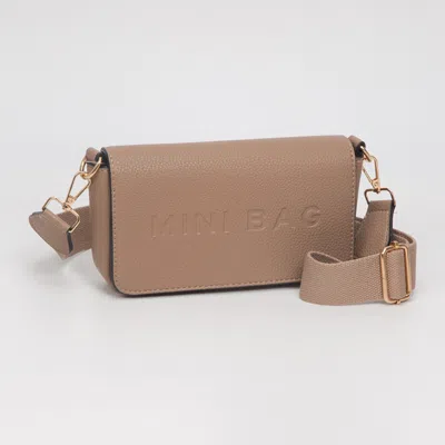 Fashnzfab Faux Leather Mini Bag Message Structured Crossbody Bag In Gray
