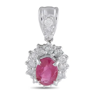 Lb Exclusive Platinum 0.51ct Diamond And Ruby Pendant Mf05-101525 In Pink