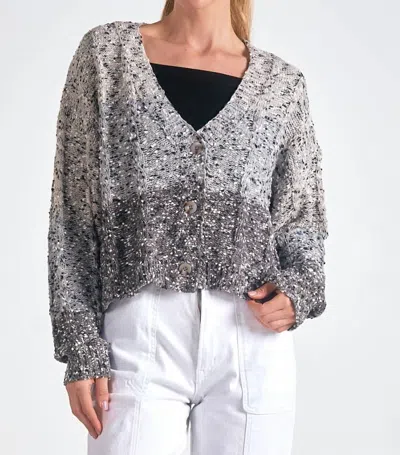 Elan Tanae Ombre Button Front Cardigan In Grey Ombré In Gray