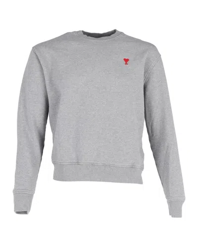 Ami Alexandre Mattiussi Paris Logo Embroidered Crewneck Sweatshirt In Heather Grey Cotton In Gray