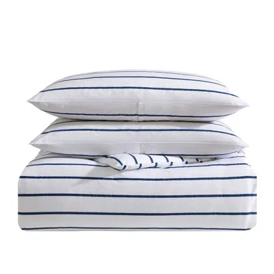 Nautica Brenton Stripe Navy Twin Duvet Cover Set In Blue