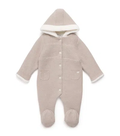 Tartine Et Chocolat Cotton-wool-cashmere Hooded All-in-one In Neutral