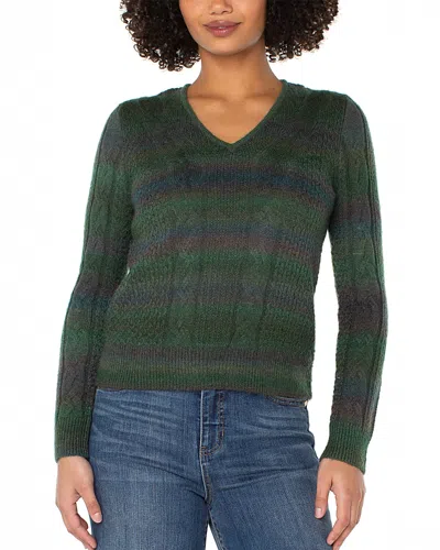 Liverpool Los Angeles V Neck Cable Knit Sweater