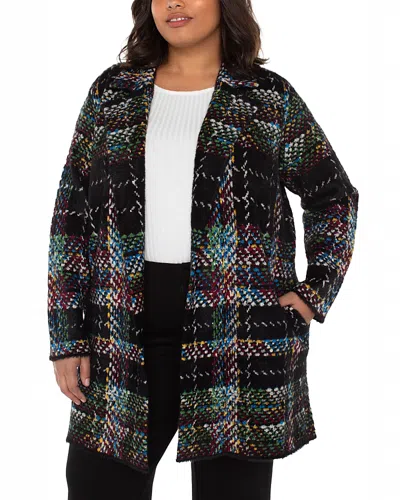 Liverpool Los Angeles Plus Notched Lapel Sweater Coat In Multi