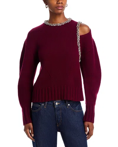 Simkhai Monroe Wool-blend Round Neck Pullover Sweater In Burgundy