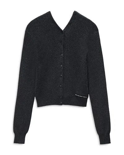 Alexander Wang Alexanderwang Wool Blend V Neck Cardigan Sweater In Black