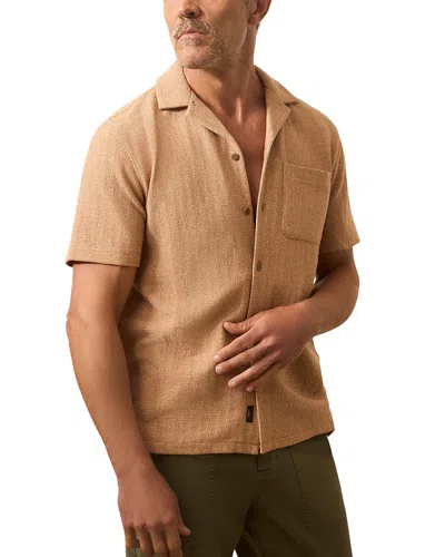Faherty Oasis Textured Camp Shirt In Orange