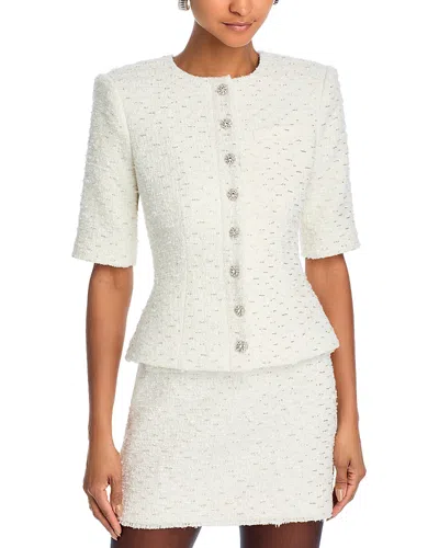 Generation Love Tashi Short-sleeve Tweed Jacket In White
