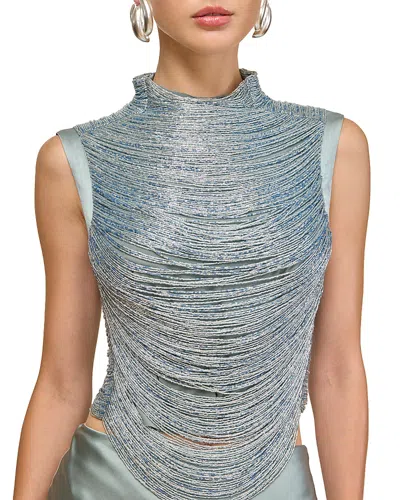Cult Gaia Taraji Sleeveless Hand Beaded Top In Green