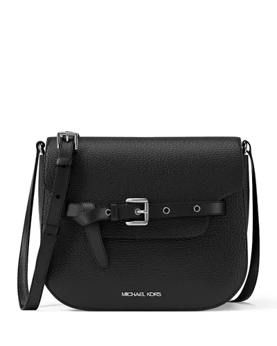 Michael Kors Emilia Small Saddle Crossbody In Black
