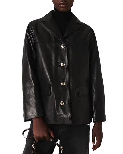 Maje Voya Leather Jacket In Black