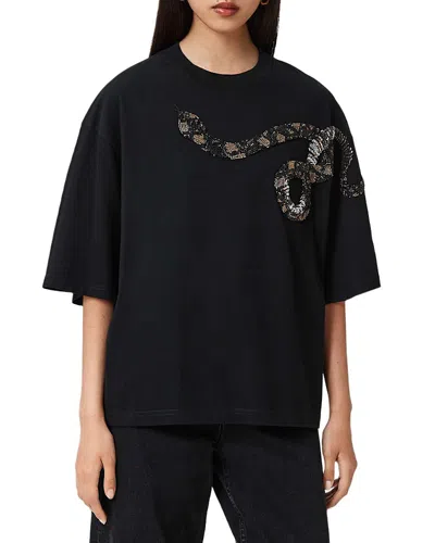 Allsaints Ouros Amelie Embellished Cotton T-shirt In Black