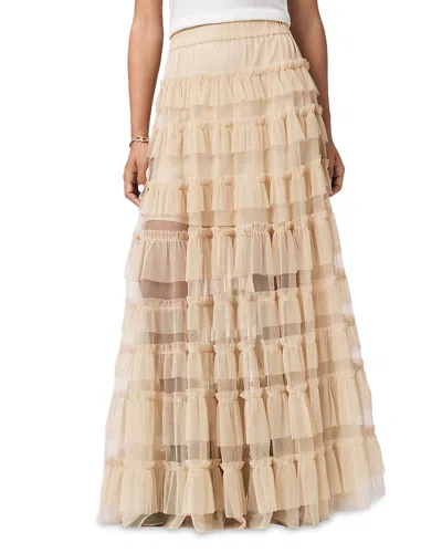 Allsaints Womens Blush Pink Aude Ruffle Woven Maxi Skirt In Neutral