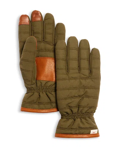 Faherty Ripstop Puffer Gloves In Green