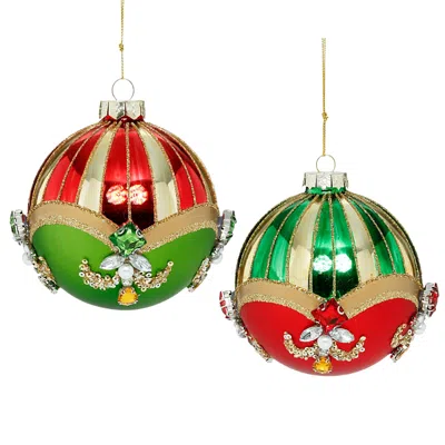 Mark Roberts Jeweled Stripes Ball Ornaments, Set Of 6 In Multi