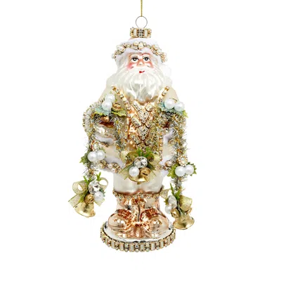 Mark Roberts Jeweled Glass Santa Ornament In Multi