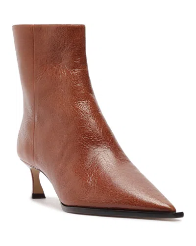 Alexandre Birman Myra Pointed Toe Kitten Heel Bootie In Brown
