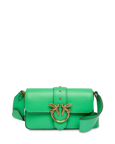 Pinko Love One Mini Slouch Leather Crossbody Bag In Green