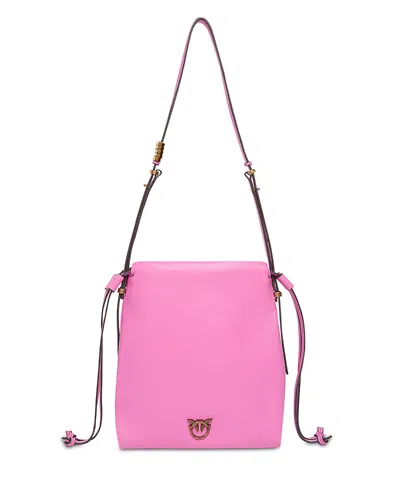 Pinko Love Bird-embellished Leather Bag In Pink