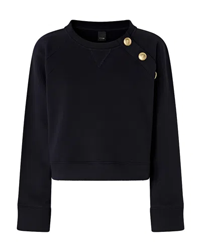 Pinko Cotton Sweatshirt With Buttons In Black