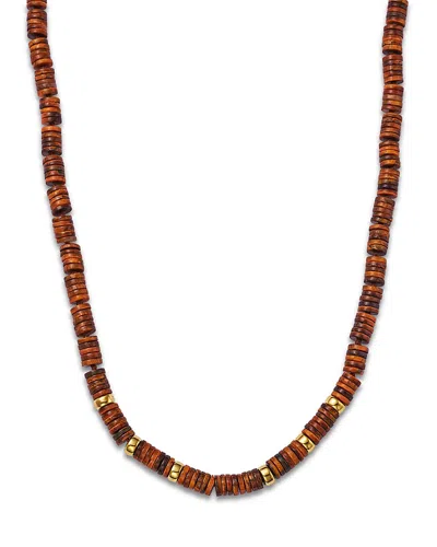 Zoë Chicco 14k Yellow Gold Tiger's Eye Heishi Bead & Rondelle Collar Necklace, 16-18 In Brown