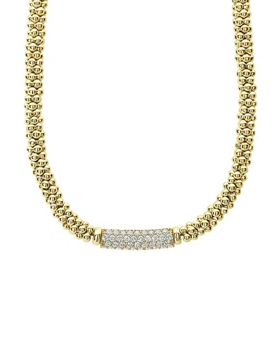 Lagos 18k Yellow Gold Caviar Gold Diamond Pave Station Beaded Collar Necklace, 16 In Gold