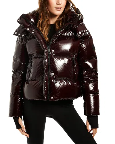 Sam Jordy Hooded Puffer Coat In Burgundy