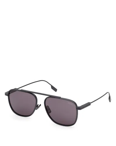 Zegna Geometric Sunglasses, 57mm In Black