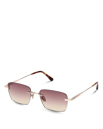 Tom Ford Jake 54mm Gradient Rectangular Sunglasses In Gold