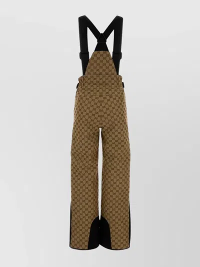 Gucci Dungarees With Adjustable Straps And Panels In Brown