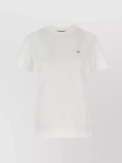 Prada Cotton Crew Neck T-shirt In White