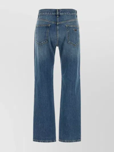 Prada Faded Wash Five-pocket Denim Trousers In Blue