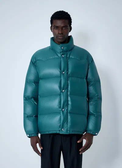 Prada Re-nylon Down Coat In Green