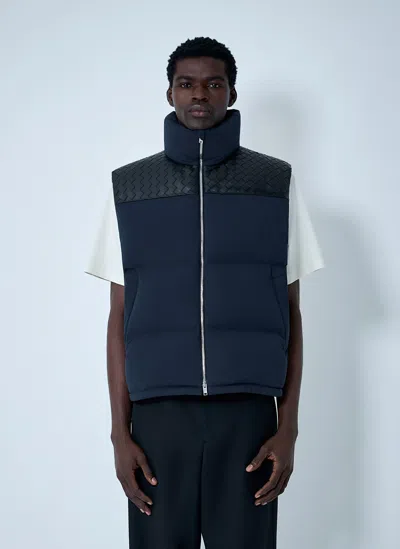 Bottega Veneta Men Midnight Blue Cotton Blend Down Jacket In Black