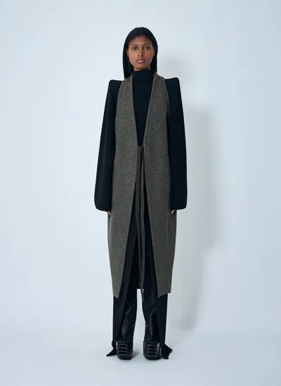 Rick Owens Self-tie Sleeveless Coat In Gray